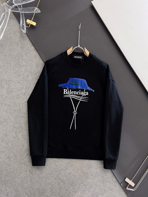 Balenciaga Double-sided Printed Pullover Hoodie in Black and White