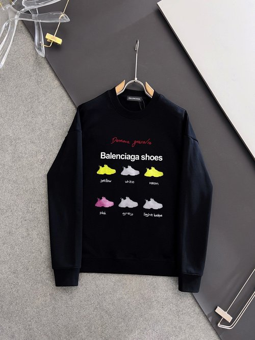 Balenciaga Double-sided Printed Pullover Hoodie in Black and White
