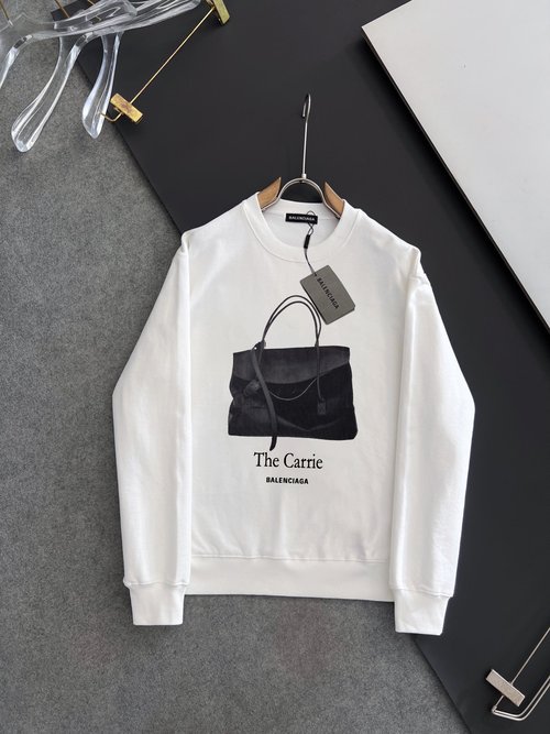 Balenciaga Double-sided Printed Pullover Hoodie in Black and White
