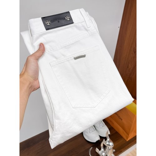 Chrome Hearts High-Elastic Straight-Leg Jeans with Premium Wash