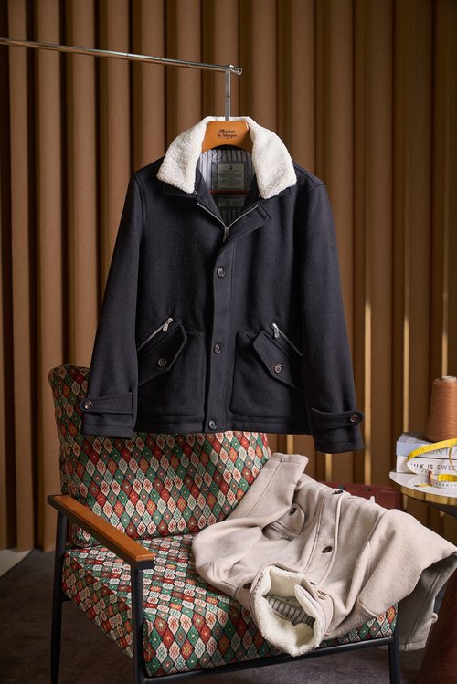 Loewe Detachable Mink Collar Wool Blend Jacket