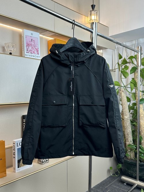 Armani Solid-Color Hooded Lightweight Jacket