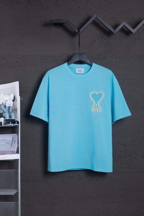 Ami Heavyweight Cotton Short-Sleeved Tops in Multiple Colors