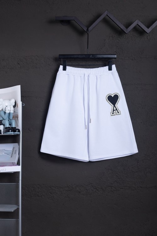 Ami Heavy White-Black Cotton Shorts