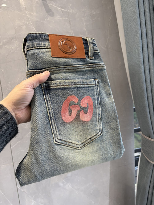 Fendi Soft Jeans with Leather Waist Patch, Classic Wash