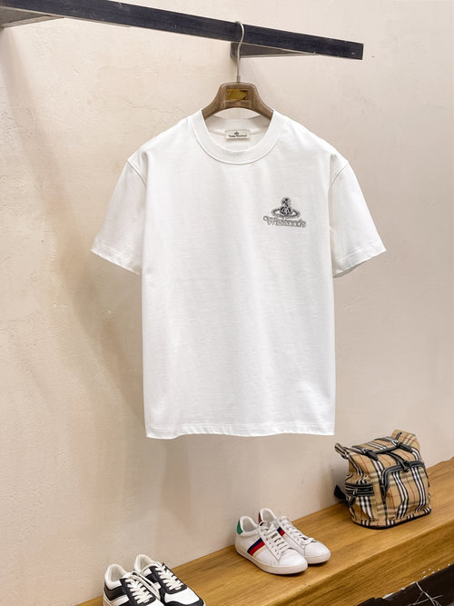 Vivienne Westhood High-quality Embroidered Ripped Short-sleeve T-shirt