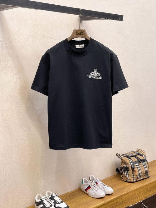 Vivienne Westhood High-quality Embroidered Ripped Short-sleeve T-shirt