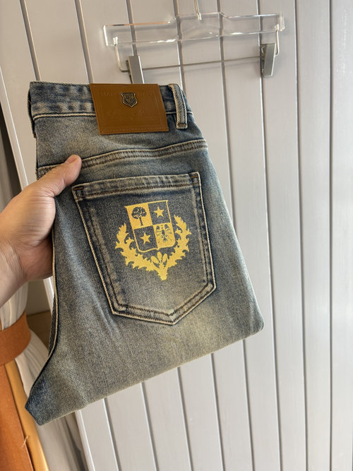 Fendi Soft Jeans with Leather Waistplate, Elastic Slim Fit