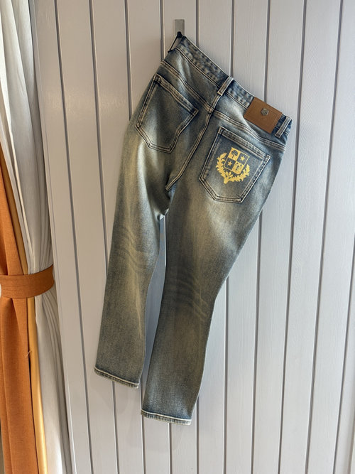 Fendi Soft Jeans with Leather Waistplate, Elastic Slim Fit
