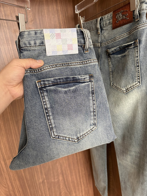 Fendi Soft Jeans with Leather Waist Tag, Classic Blue Wash