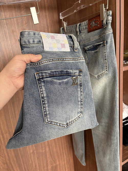 Fendi Soft Jeans with Leather Waist Tag, Classic Blue Wash