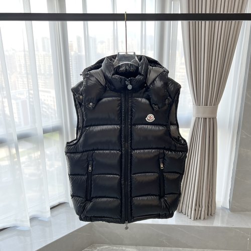 Moncler Shiny Padded Hooded Vest with Authentic Features
