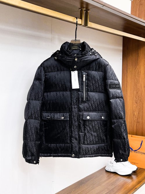 Dior Premium Down Jacket with Logo, Warm and Stylish