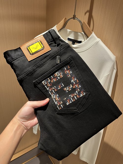 Dior Casual Jeans with Logo Waistband, Premium Look