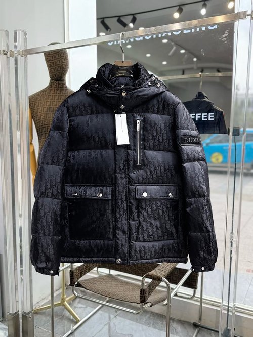 Dior Premium 90% Down Jacket with Logo and Color Block
