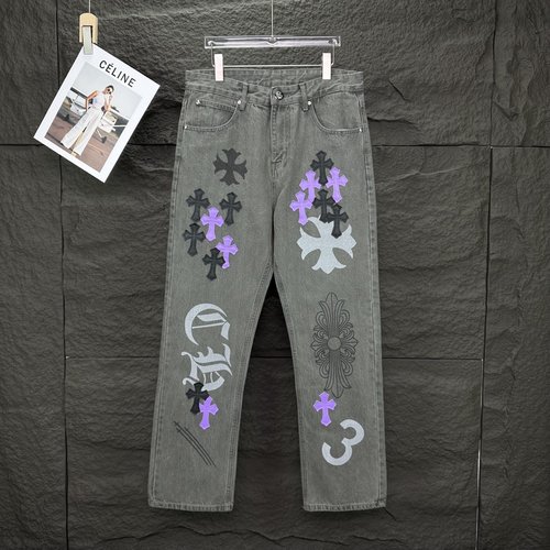 Chrome Hearts Heavy Wash Denim Jeans with Cross Patch Design