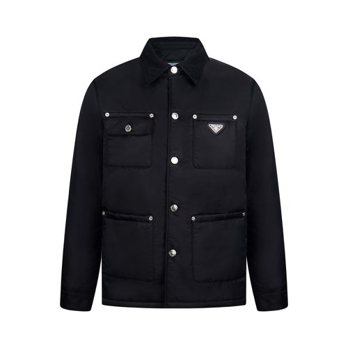 Prada Triangle Logo Cotton Blend Padded Coat
