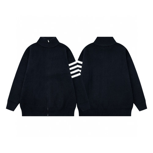 Thom Browne Classic Four-Bar Knit Coat