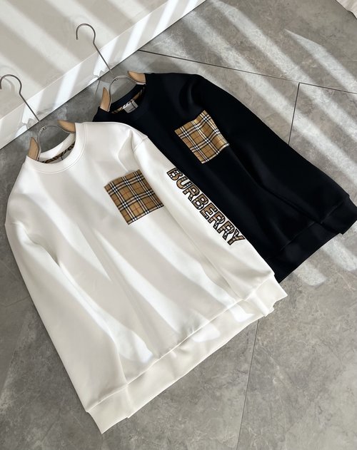 Burberry Cotton Round Neck Sweatshirt with Embroidered Logo