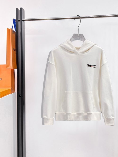 Balenciaga Double-layer Cotton T-shirt with Kangaroo Pocket and Letter Print