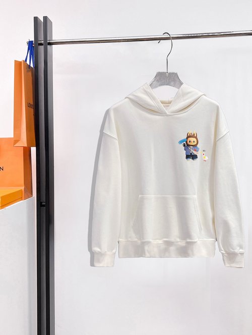 Balenciaga Double-layer Sweatshirt with Kangaroo Pocket and Letter Print