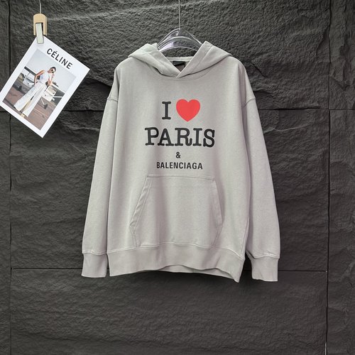 Balenciaga Vintage Letter Print Hoodie, Comfortable & Versatile