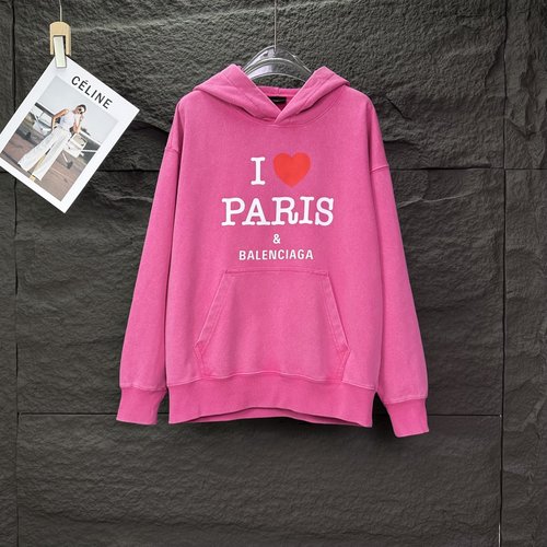 Balenciaga Vintage Letter Print Hoodie, Comfortable & Versatile
