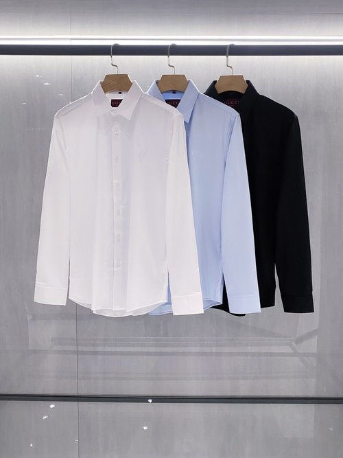 Gucci Premium Long-Sleeve Shirt with Embroidered Logo