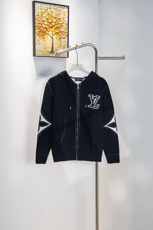 Louis Vuitton Embroidered Wool Zip Hoodie with Monogram