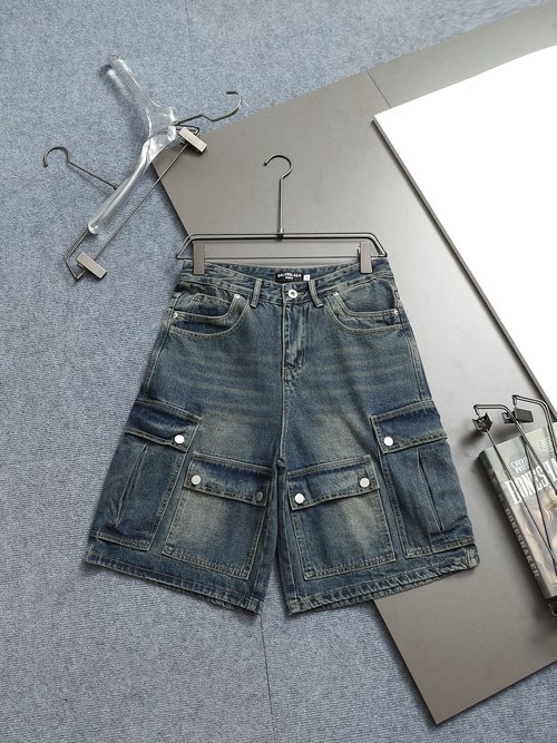 Balenciaga Heavy-Duty Denim Shorts with Exclusive Print Design