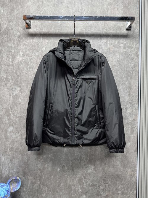 Prada Detachable Hood Recycled Nylon Down Jacket