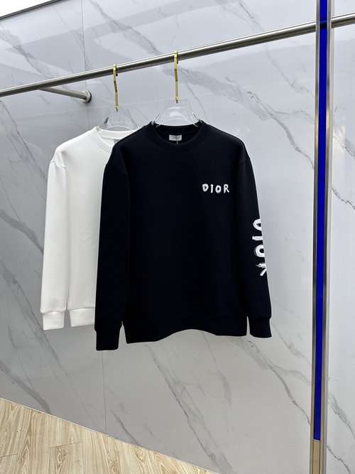 Dior Embroidered Round-Neck Pullover Sweatshirt in Elegant Style