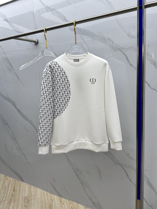 Dior Embroidered Round-Neck Pullover Hoodie with Elegance