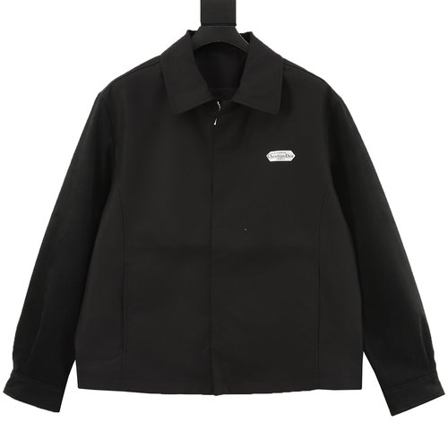 Dior Custom Black Cotton Blend Satin Jacket with Silk Lining