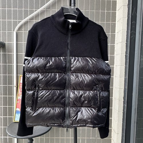 Prada Wool-Spliced Collar Knit Down Jacket