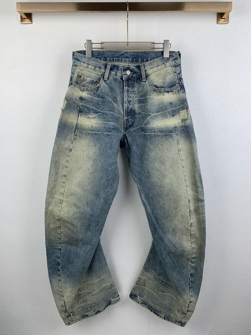 Dior Vintage Blue Curved Jeans with Unique Cut
