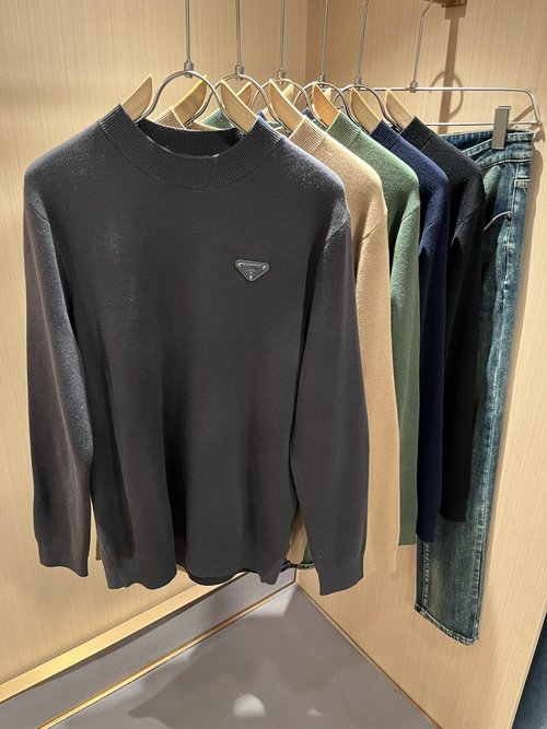 Prada Exclusive Knitted Wool Sweater with Logo Badge