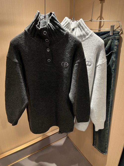 Dior Knitted Wool Sweater with Logo Embroidery