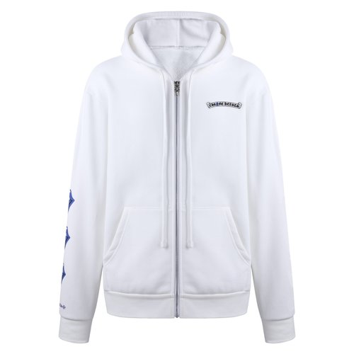 Chrome Hearts Blue Sanskrit Hooded Zippered Jacket