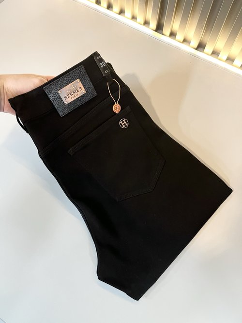 Hermes Premium Denim Jeans with Logo Waist Tag