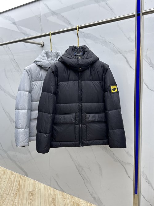 Fendi Detachable Hood Down Jacket, High Quality