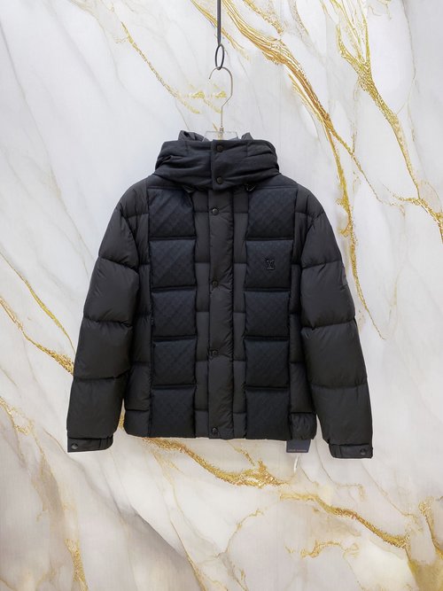 Louis Vuitton Detachable Hood Down Jacket with Monogram Embossing