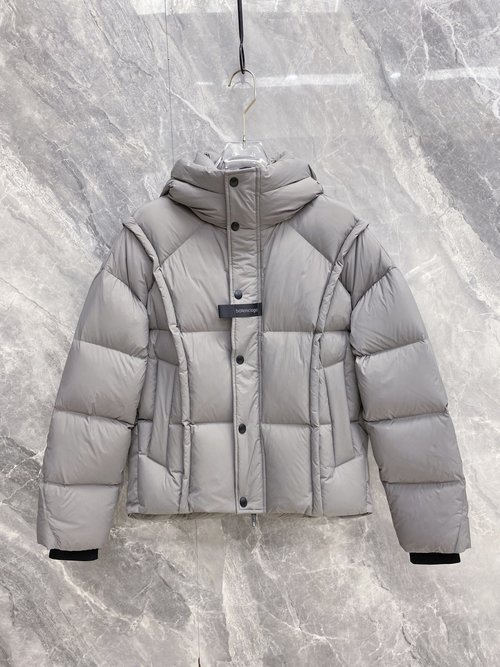 Balenciaga Hooded Down Jacket with Matte Finish and Quilted Design
