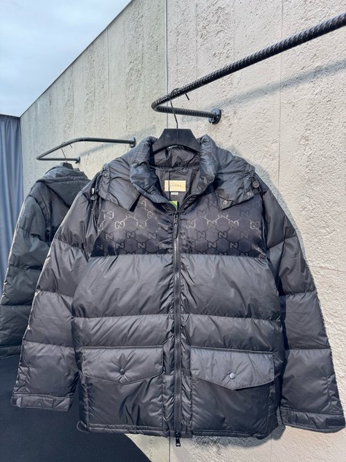 Gucci Waterproof High-Density Nylon Hooded Down Jacket with GG Pattern
