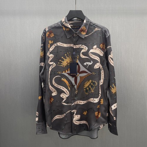 Manolo Blahnik Silk Shirt with Emblem Pattern for Festive Nights