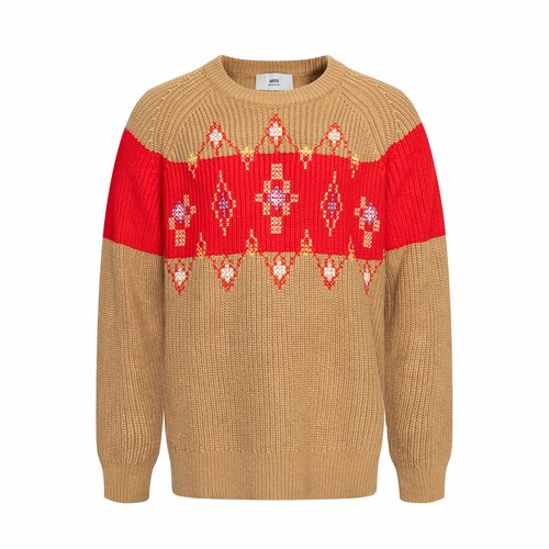 Ami Christmas Fair Isle Round Neck Sweater