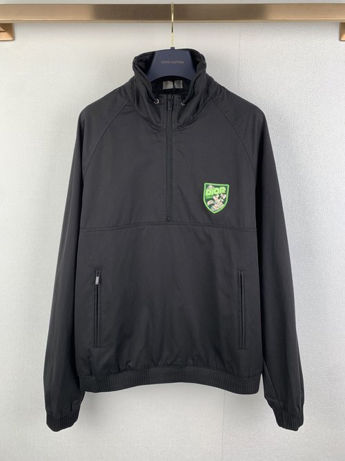 Dior Black Cotton Blend Zip-up Jacket with Dior Logo