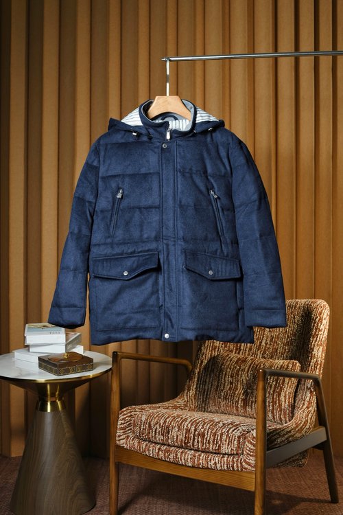 Loewe Wool-Cashmere Blend Down Jacket with Fine Details