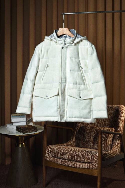 Loewe Wool-Cashmere Blend Down Jacket with Fine Details