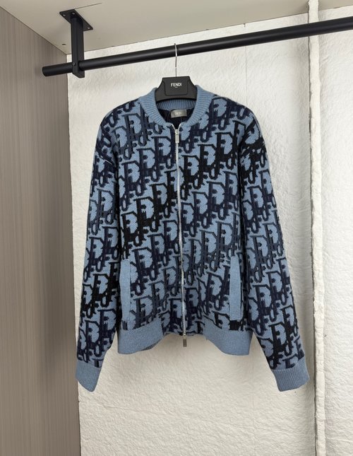 Dior Oblique All - Over Jacquard Zip Knit